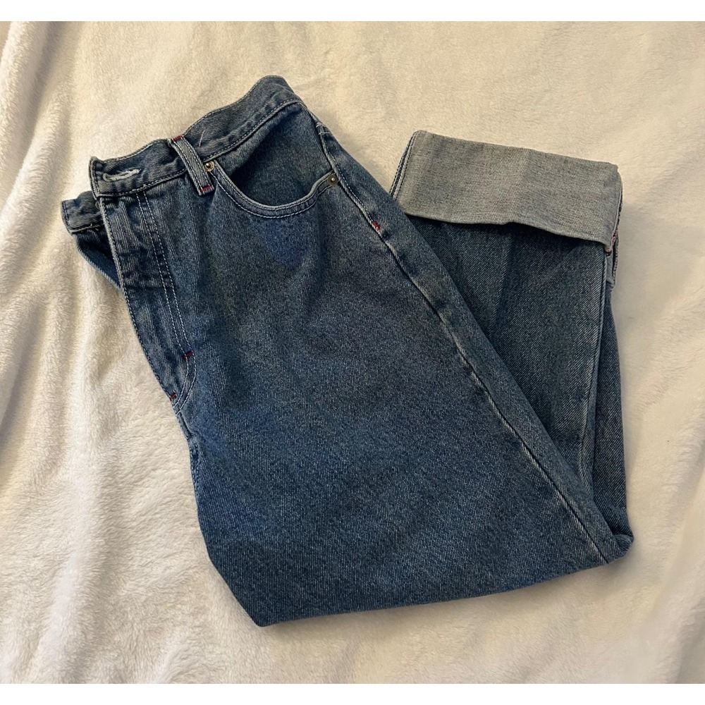 Route 66 Vintage Medium Wash Denim Capris Red Stitching High Rise Size 9/10